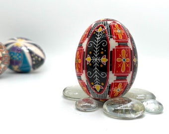 CUSTOM...Duck Egg Pysanky ukrainian Easter Egg, Batik, Pisanki, Folk Art, Trizub