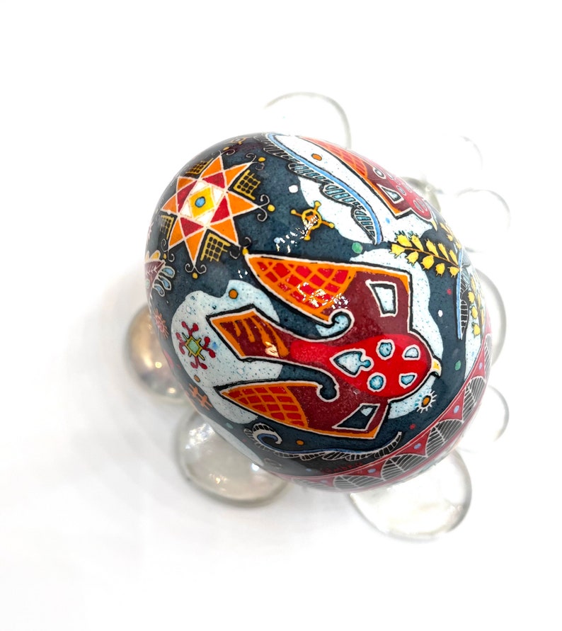 PERSONNALISÉ... Oeuf de Pâques ukrainien Pysanky, Batik, Pisanki, Art populaire, Trizub image 3