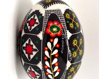 CUSTOM...Duck Egg Pysanky ukrainian Easter Egg, Batik, Pisanki, Folk Art, Trizub