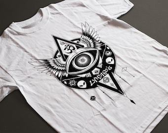 Psychedelic Festival Rave Shirt – Celestial Third Eye Sacred Geometry Tee | Occult Streetwear
