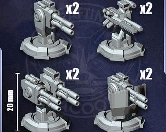 Juego de 8 torretas automáticas de 20 mm.