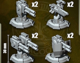 Juego de 8 torretas automáticas de 30 mm.