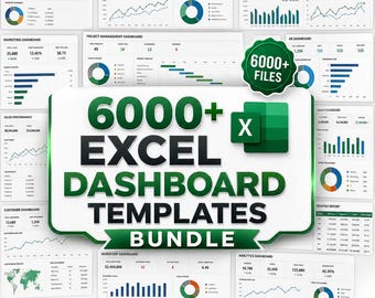 6000+ Excel Dashboard Templates Bundle | KPI Reports, Finance & Marketing Dashboards, Data Analytics (instant download)