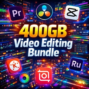 Ensemble de montage vidéo de 400 Go | Premiere Pro, LUT cinématographiques, transitions, superpositions et pack VFX (téléchargement numérique)
