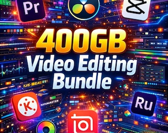 400GB Video Editing Bundle | Premiere Pro, Cinematic LUTs, Transitions, Overlays & VFX Pack(digital download)