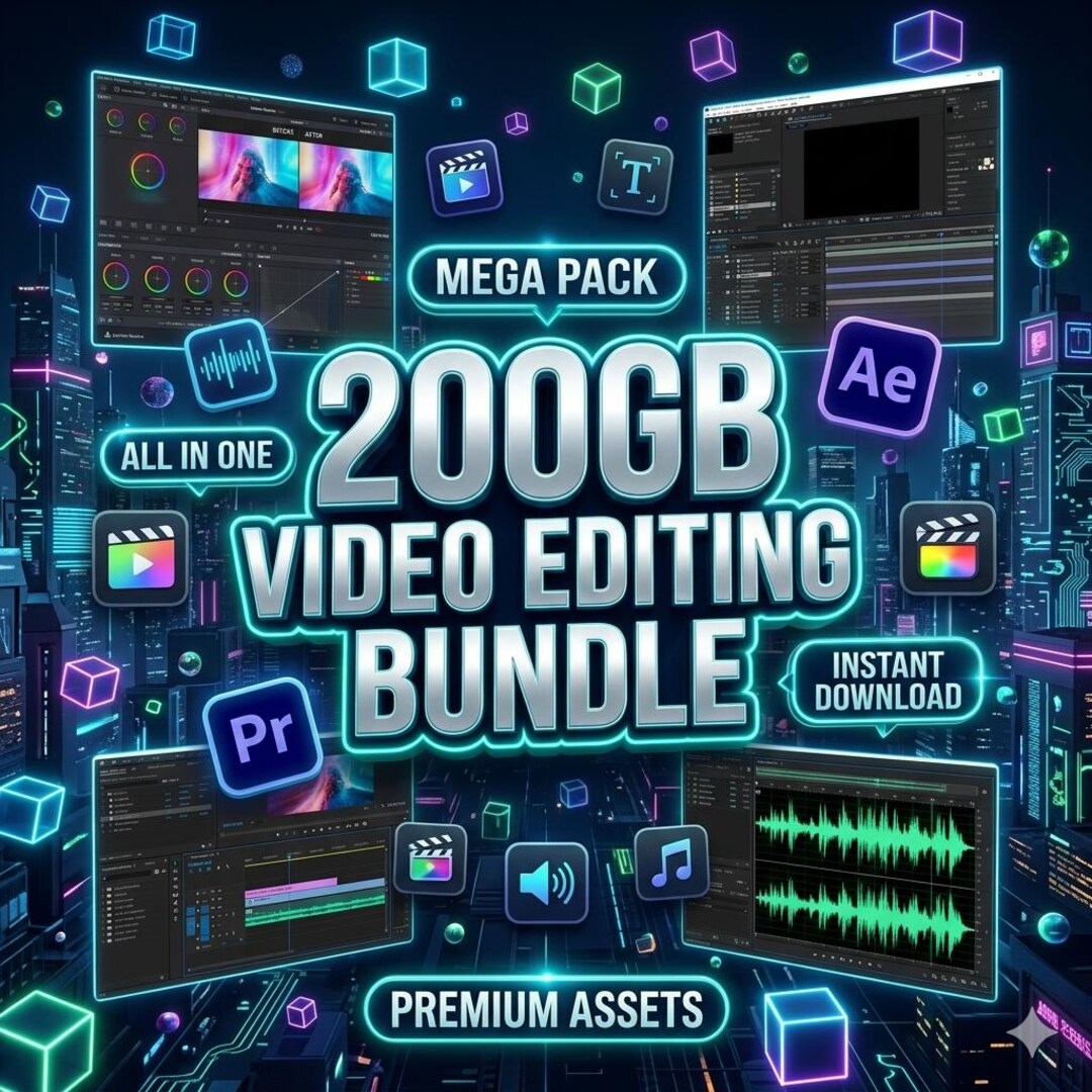 200GB+ Video Editing Pack Bundle | Effects, Transitions, Overlays ...