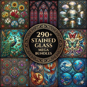 290+ Stained Glass Patterns Mega Bundle | Clipart, Templates, Craft Designs (Digital Download)