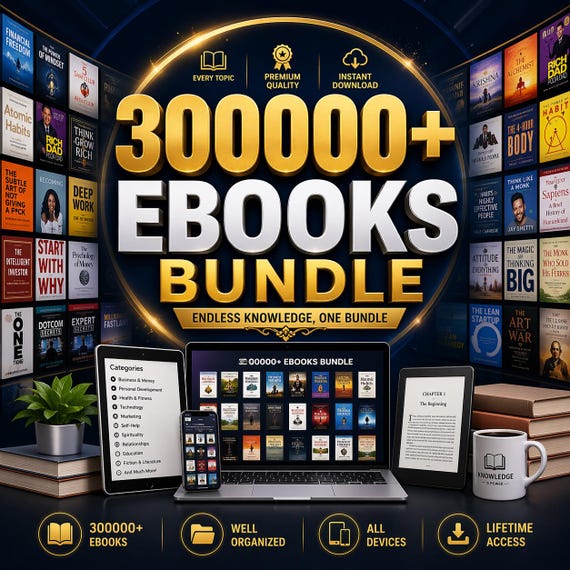 300000+ eBooks Bundle: Business, Marketing, painting,audio ebooks,Finance, AI (Digital Download)