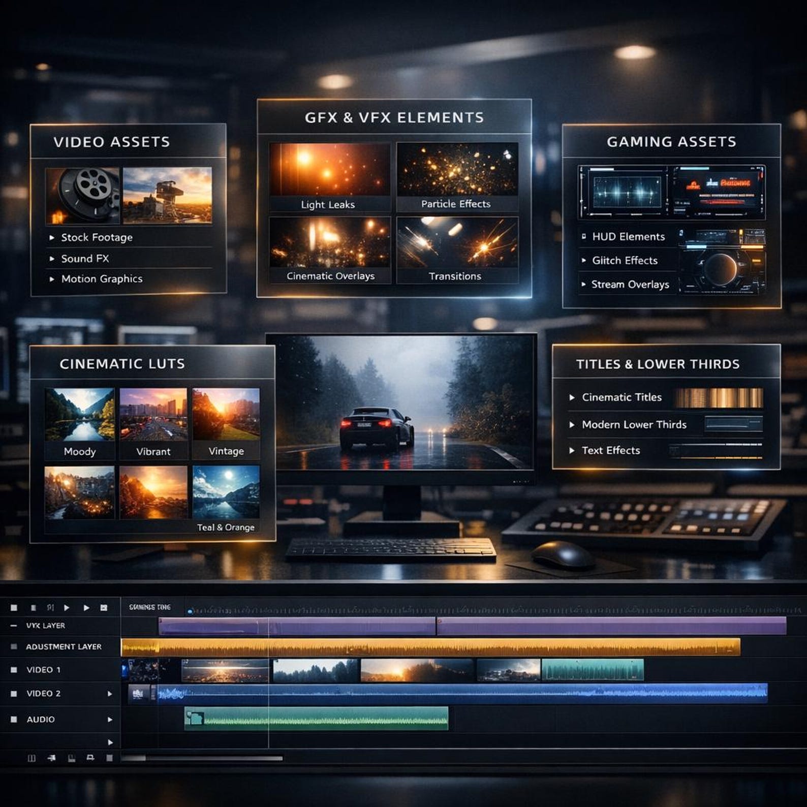 400GB Video Editing Bundle | Premiere Pro, Cinematic Luts, Transitions ...