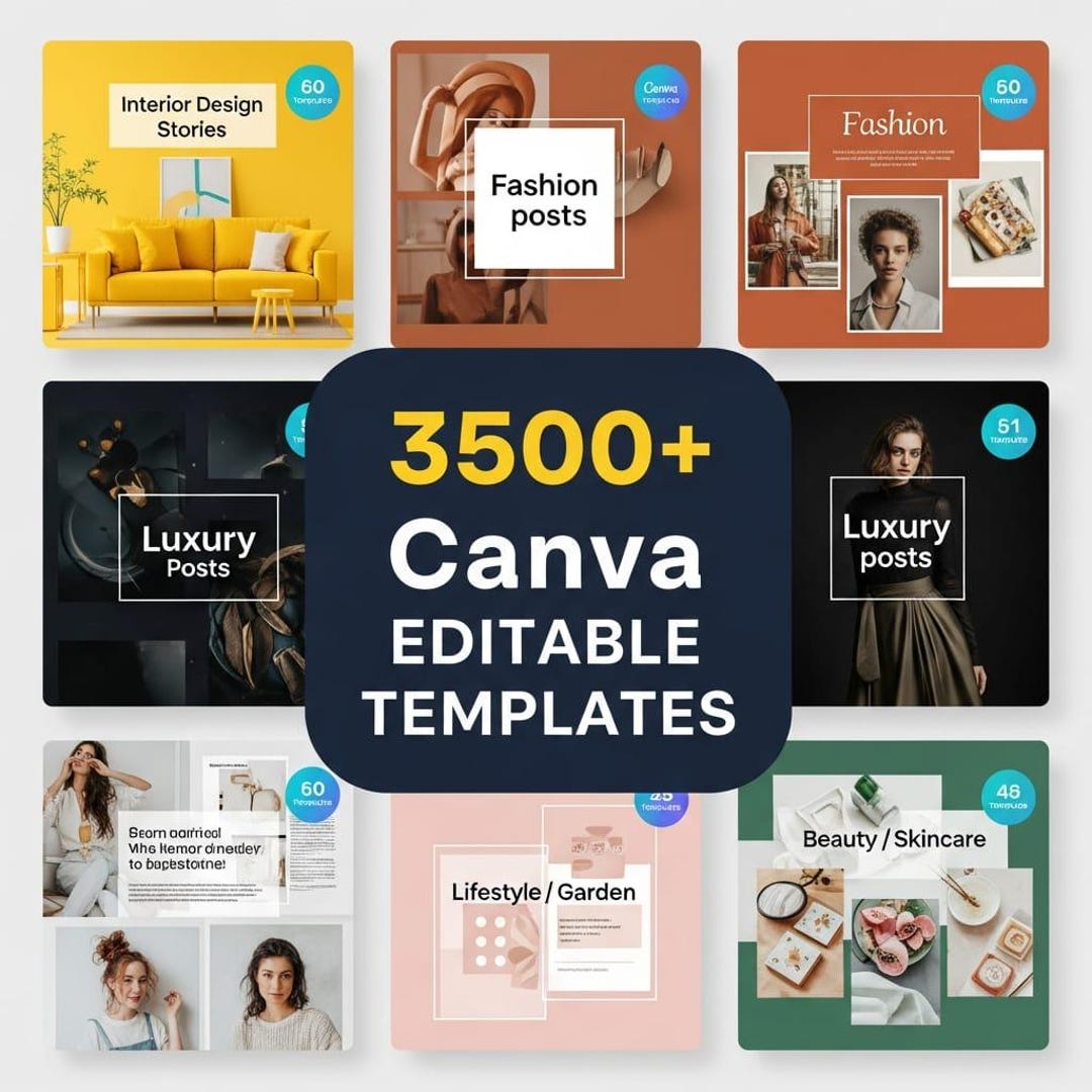 3500+ Social Media Canva Editable Templates Bundle |business, Branding ...