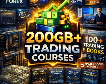 Paquete de cursos de trading de 200 GB: Curso de trading de Forex y criptomonedas y libros electrónicos (descarga digital)