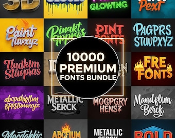 10,000 Premium Fonts Bundle | Luxury Script, Sans Serif, Display &Handwritten Fonts | Logo, Branding  Design Typography Pack