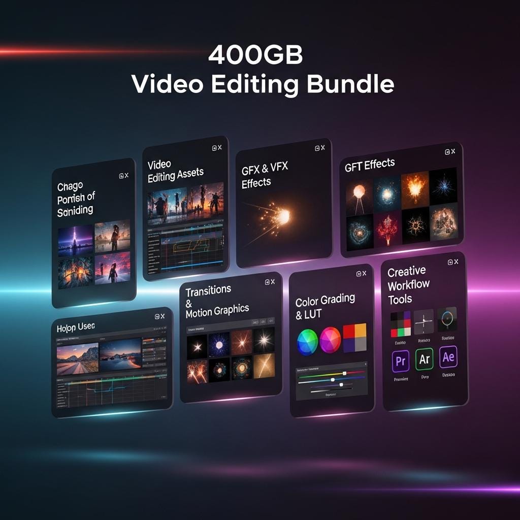 400GB Video Editing Bundle | Premiere Pro, Cinematic Luts, Transitions ...