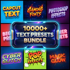 10000+ Text Voreinstellungen | CapCut, Photoshop & Videoschnitt Texteffekte (digitaler download)