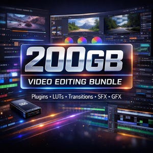 Pakiet do edycji wideo 200 GB+ | Efekty, przejścia, nakładki, presety, rolki i zasoby do edycji YouTube