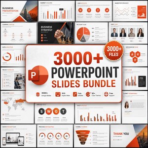 Puede incluir: Un paquete de diapositivas de PowerPoint con más de 3000 archivos, con plantillas de presentación de negocios. El diseño incluye gráficos e infografías en un esquema de color rojo y blanco. El paquete incluye diapositivas con una relación de aspecto de 16:9, totalmente editables.