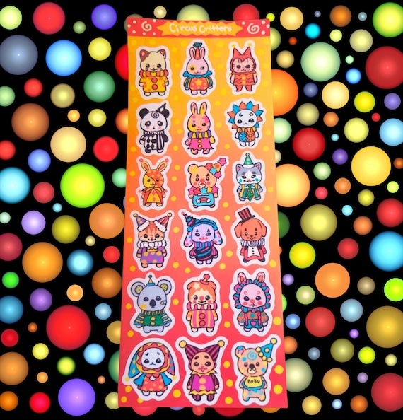 Circus Critters Decora Sticker sheet | vinyl waterproof paper