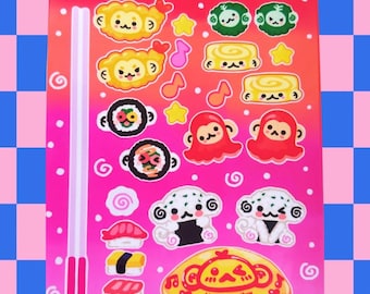 Monkey Bento Box Sticker Sheet : Glossy Waterproof Vinyl