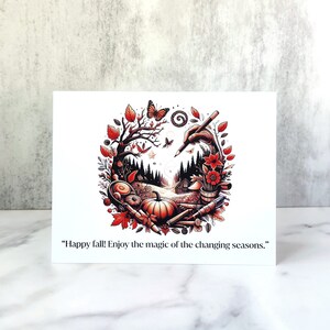 Seasonal Happy Fall Card with an Autumn Foliage Artistry Print and Seasonal Message Card Blank Inside Happy Fall Card with Envelope