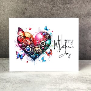 Mother&#39;s Day Card Steampunk Heart and Butterfly Happy Mother&#39;s Day Card with Envelope