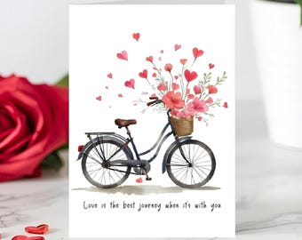 Romantic Bicycle Valentine’s Day Card Love Is The Best Journey Anniversary Gift PDF