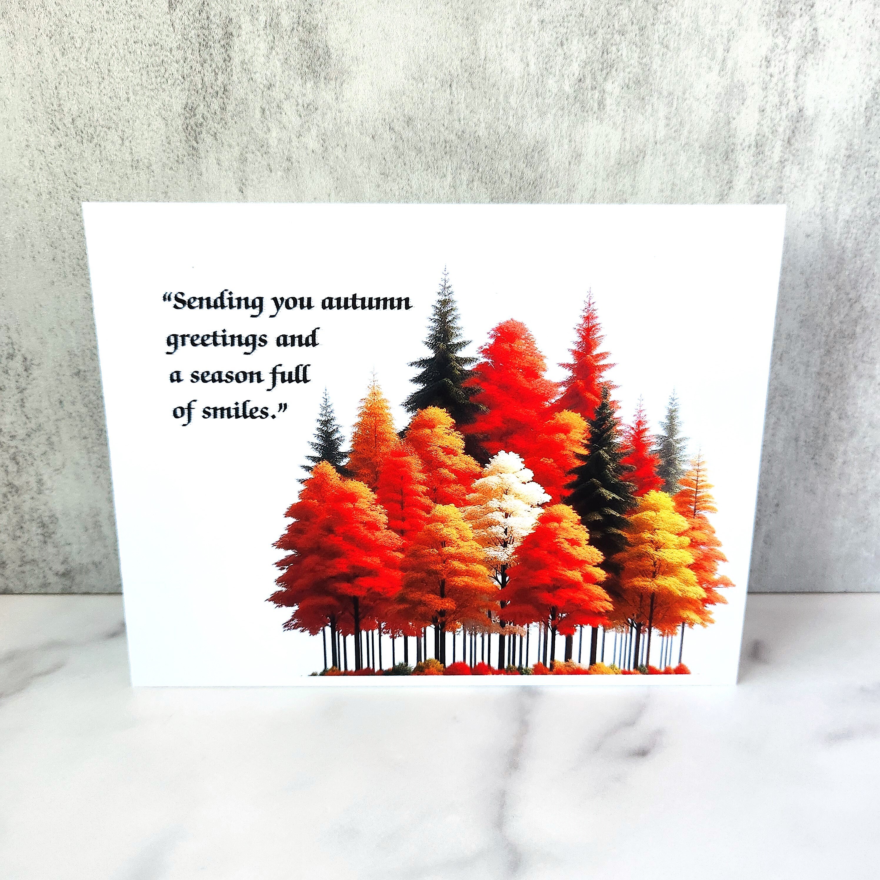 Seasonal Fall Card Autumn Greetings With a Seasonal Message Card Blank ...