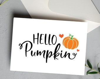 Halloween Hello Pumpkin Greeting Card Printed Halloween Card Blank Halloween Card Halloween Pumpkin Holiday Greeting Card with Envelope