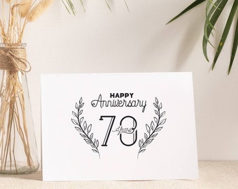 Happy Anniversary card Happy 70 Year Anniversary card Printed Anniversary card Happy Anniversary Blank Greeting Card with Envelope