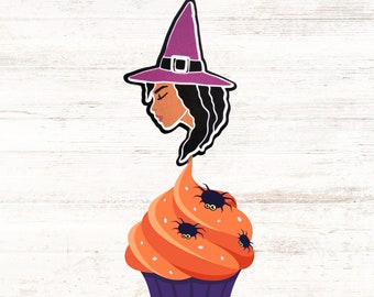 Halloween Black Hair Witch Toppers Halloween Witch Food Party Picks Halloween Food Decor Halloween Dessert Toppers Halloween Dessert Picks