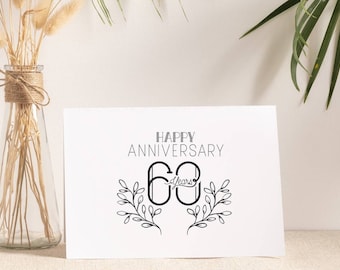 Happy Anniversary card Happy 60 Year Anniversary card Printed Anniversary card Happy Anniversary Blank Greeting Card with Envelope