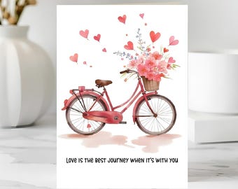 Romantic Bicycle Valentine’s Day Card Love Is The Best Journey Anniversary Gift PDF