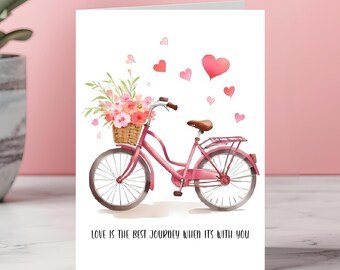 Romantic Bicycle Valentine’s Day Card Love Is The Best Journey Anniversary Gift PDF