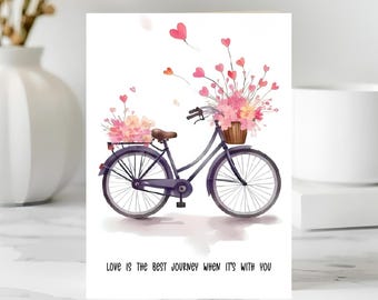 Romantic Bicycle Valentine’s Day Card Love Is The Best Journey Anniversary Gift PDF