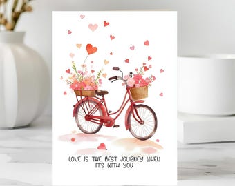 Romantic Bicycle Valentine’s Day Card Love Is The Best Journey Anniversary Gift PDF