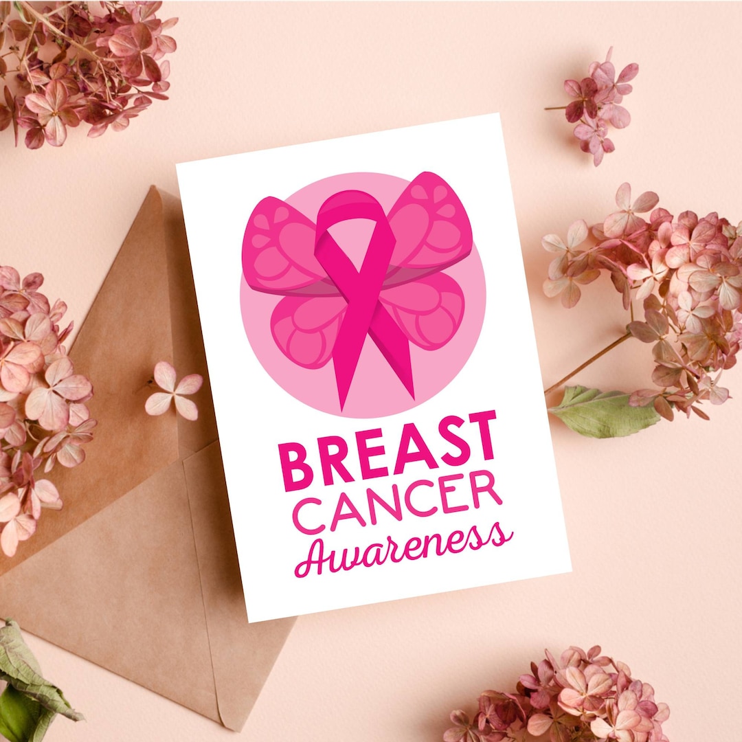 Pink Debbit Card Breast Cancer Awareness Card Pink Ribbon Butterfly Card With Envelope ...