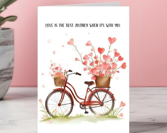Romantic Bicycle Valentine’s Day Card Love Is The Best Journey Anniversary Gift PDF