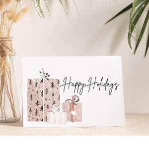 Happy Holidays Gifts Greeting Card Happy Holidays Blank Card Happy Holidays Printed Card Christmas Holiday Card with Envelope