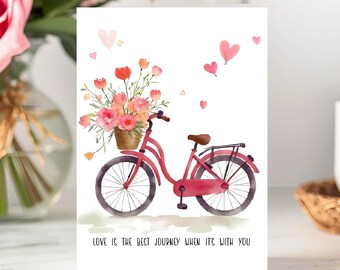 Romantic Bicycle Valentine’s Day Card Love Is The Best Journey Anniversary Gift PDF