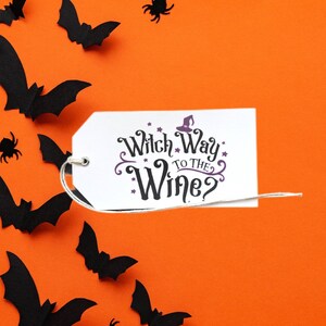 Halloween Holiday Gift Tags Witch Way To The Wine Holiday Gift Tags Halloween Tags Holiday Wine Tags Halloween Git Tags Set of 5