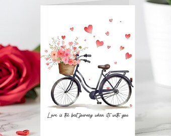 Romantic Bicycle Valentine’s Day Card Love Is The Best Journey Anniversary Gift PDF