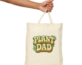 Retro Plant Dad Tote | Botanical Canvas Shopping Bag | Reusable Eco-Friendly Tote