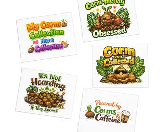 Botanische Corm Wortspiel Grußkarten | Plant Lover Briefpapier Set (5 Karten)