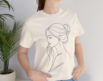 Single Line Portrait T-Shirt | Minimalistisches feminines Line Art Tee