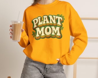 Retro Plant Mom Crewneck Sweatshirt, Botanical Houseplant Lover Gift