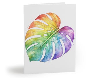 Monstera Aquarell Karte | Botanical Pride Briefpapier (innen leer)