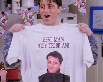 Ross Geller Bachelor Bash T-Shirt: Joey Tribbiani Man 90s Retro Tee