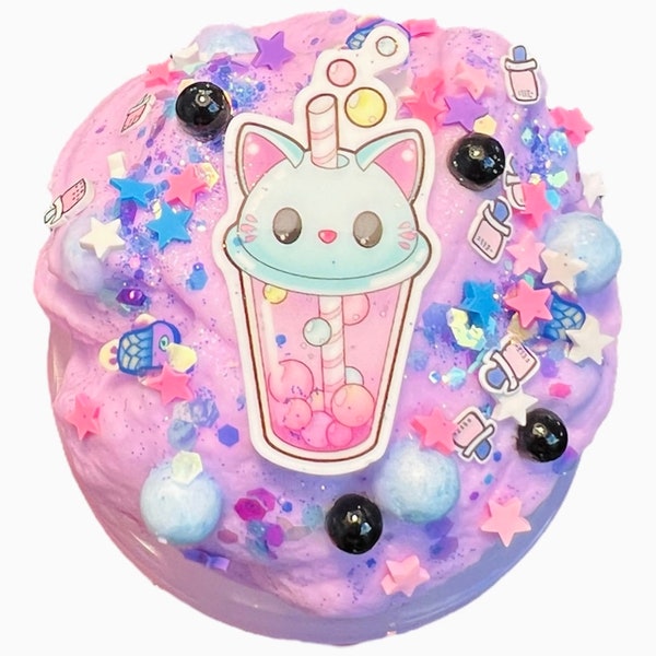 Kitty Boba cloud cream Crunch slime kitty slime