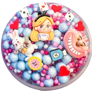 Alice crunchy Cheshire slime Valentine slime unscented slime image 1