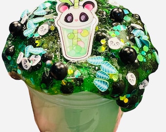 Panda Green Tea Boba Crunch slime slime kit mix slime diy