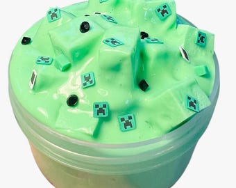 Green Jelly Cube Slime: Gummy Bear Scented, Video Game Toppings (6oz)